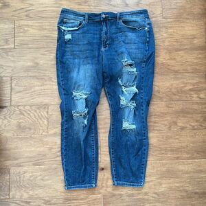 Judy Blue Jeans Size 22W Downtown Distressed Boyfriend Fit Medium Wash